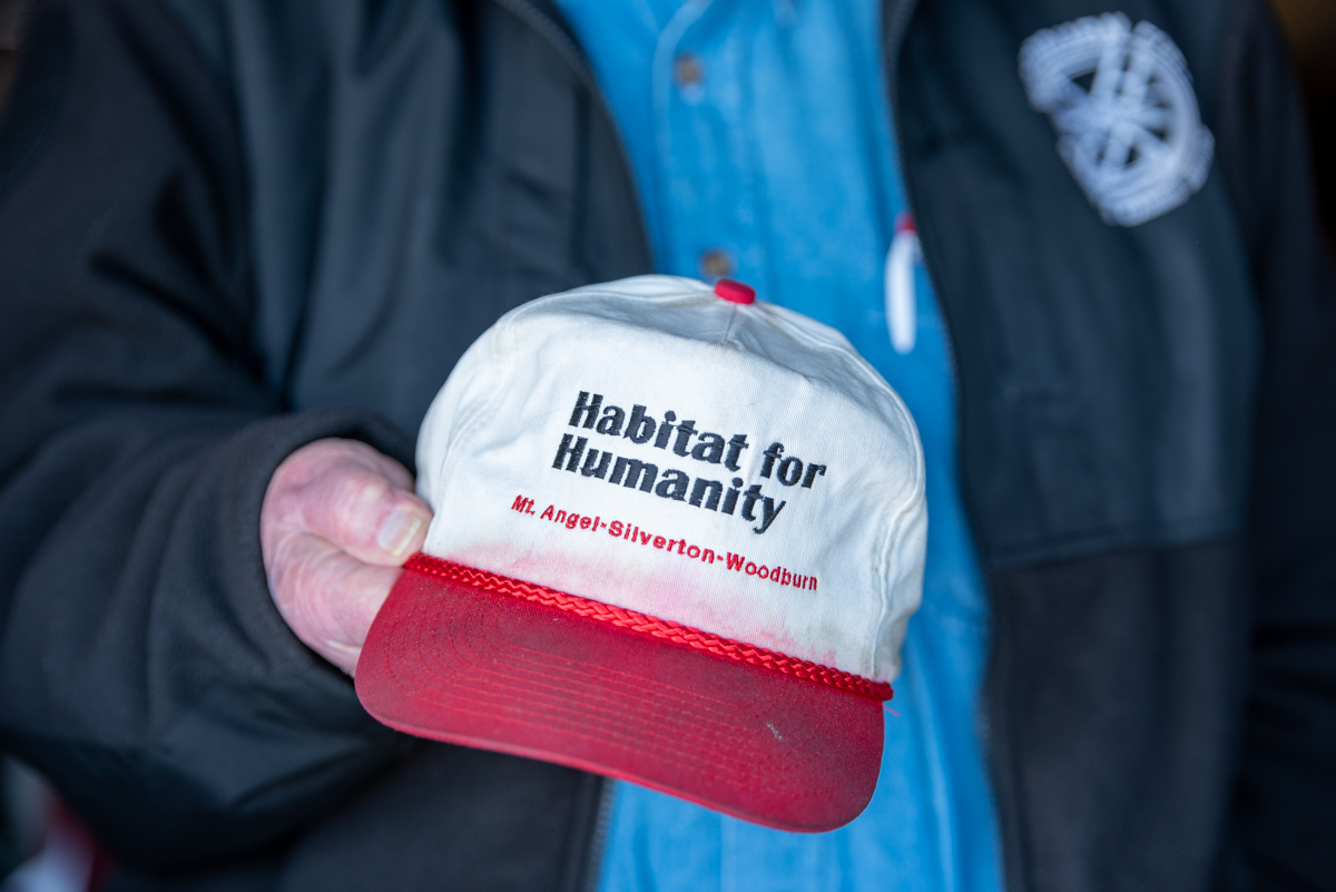 Image of a ballcap that says Habitat for Humanity Mt Angel, Silverton, Woodburn